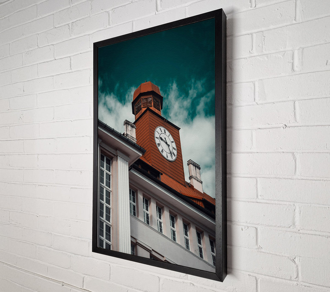  A Canvas Print of Teal Sky Clocktower Canvas Wall Art