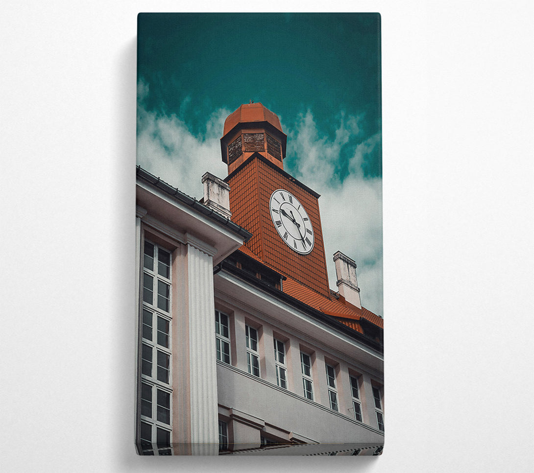  A Canvas Print of Teal Sky Clocktower Canvas Wall Art