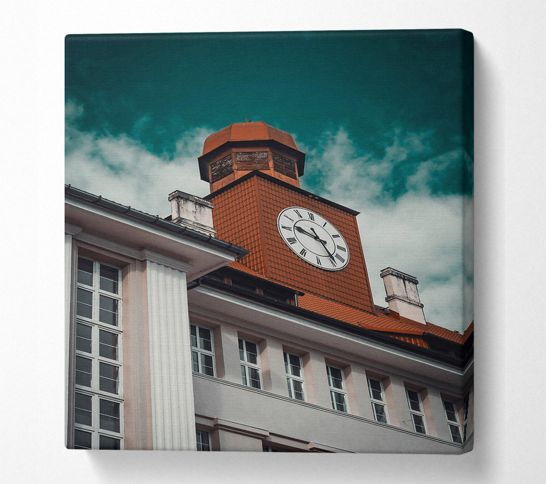  A Canvas Print of Teal Sky Clocktower Canvas Wall Art