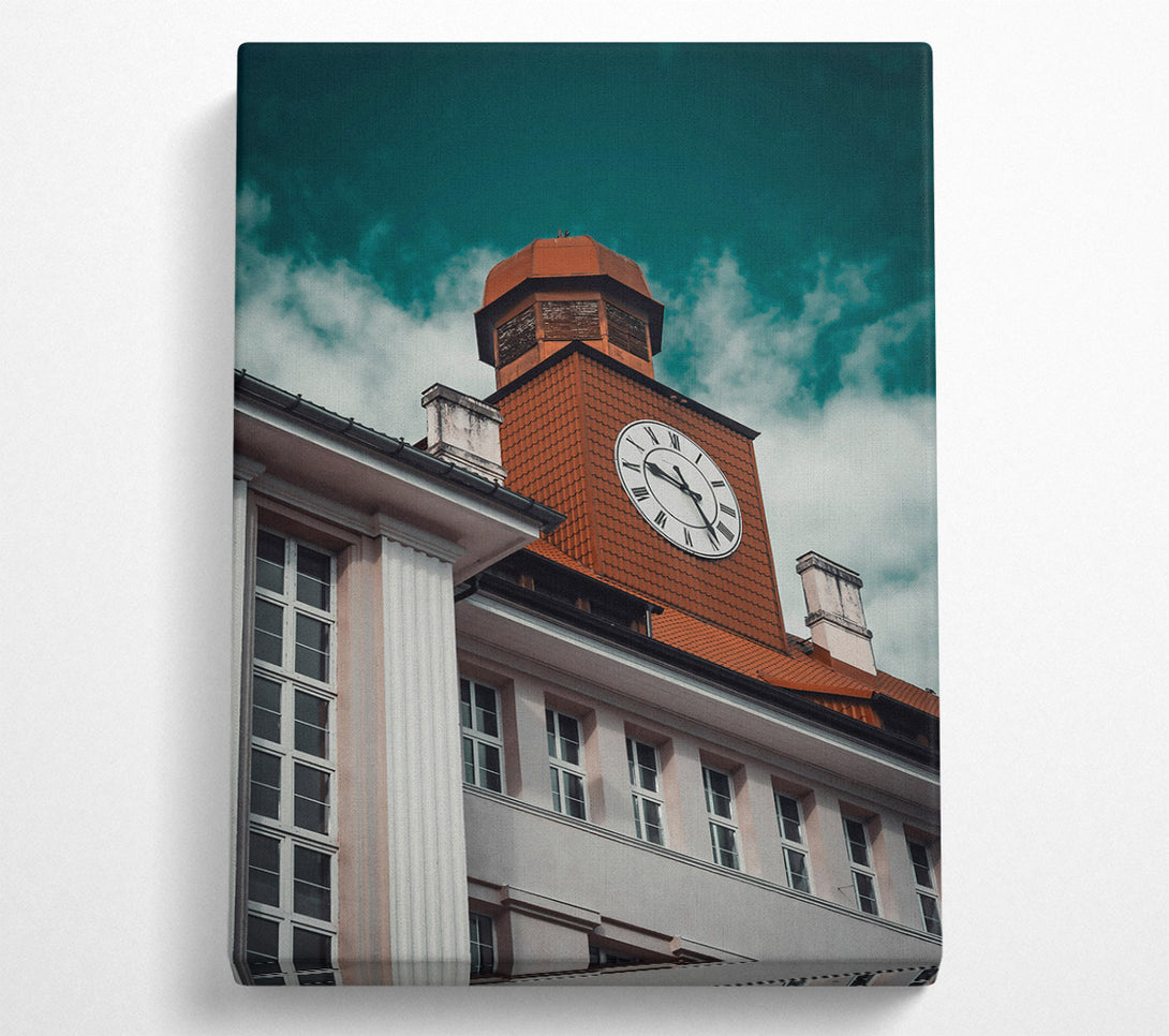  A Canvas Print of Teal Sky Clocktower Canvas Wall Art