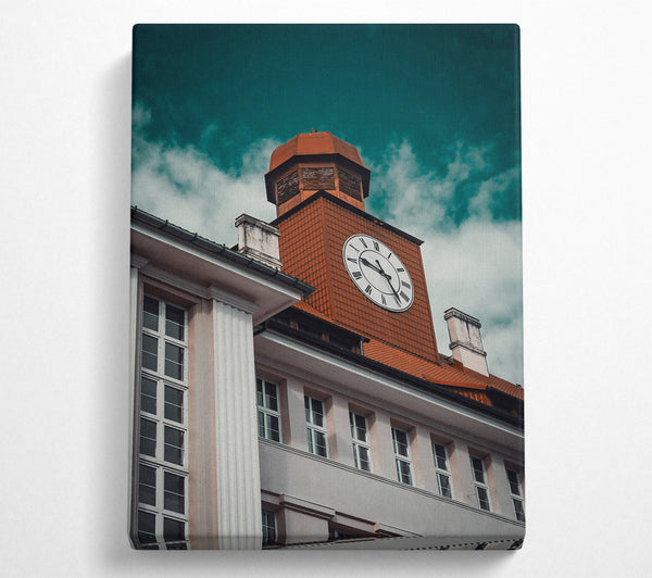  A Canvas Print of Teal Sky Clocktower Canvas Wall Art