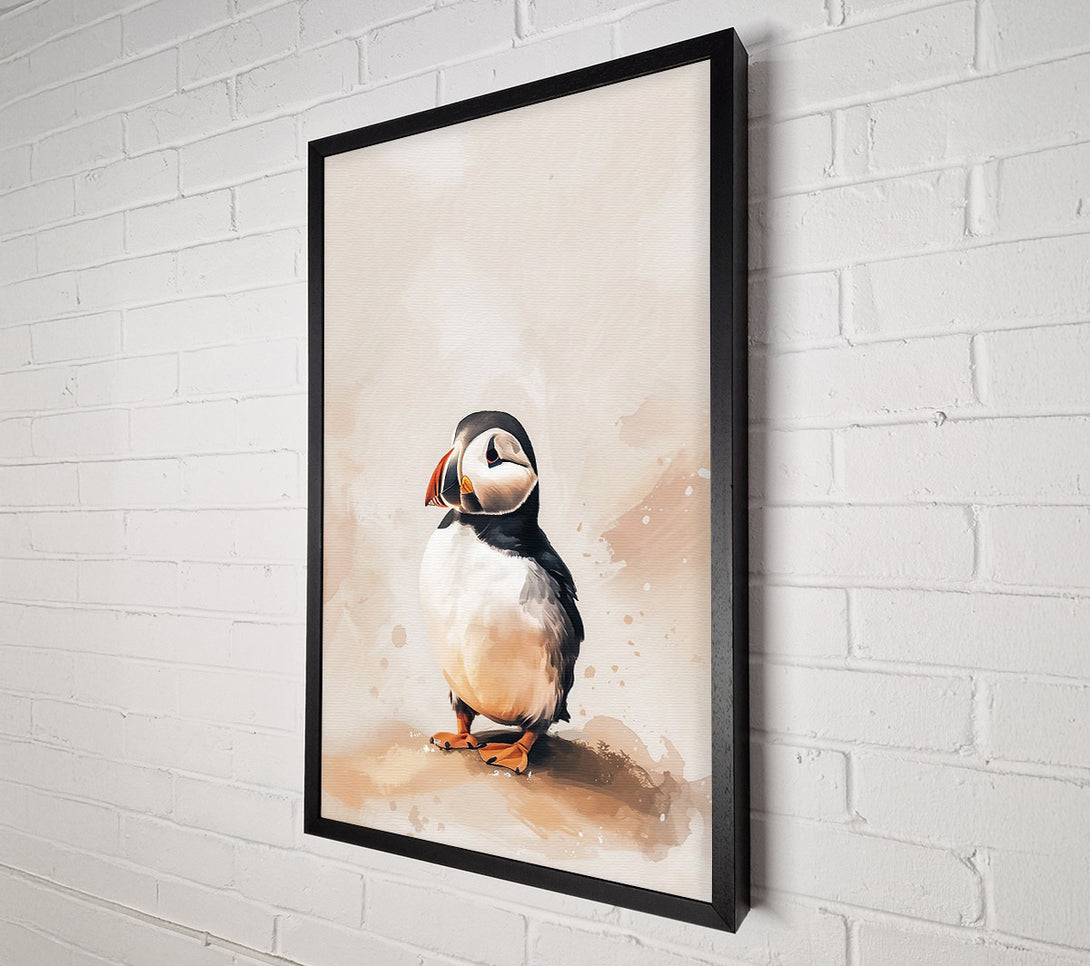  A Canvas Print of Beige Puffin Portrait Canvas Art