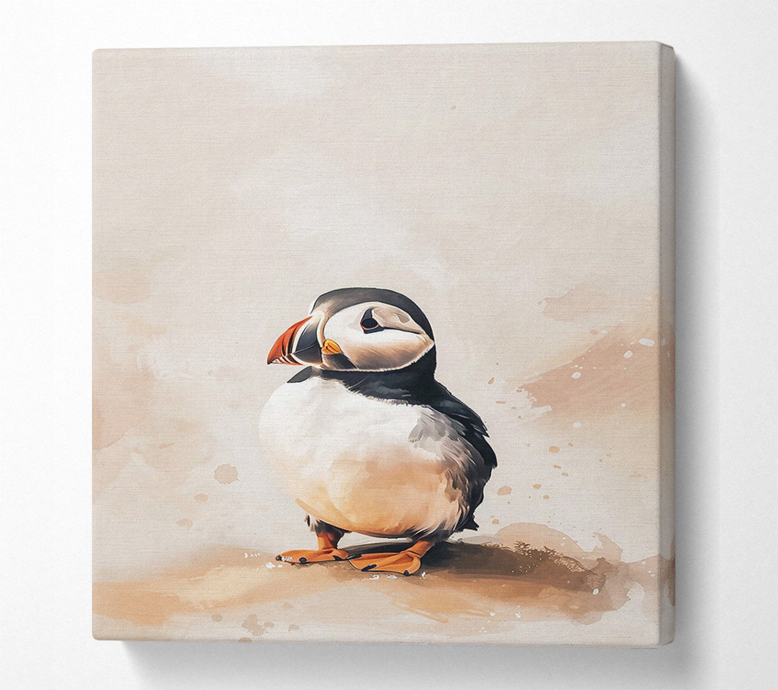  A Canvas Print of Beige Puffin Portrait Canvas Art