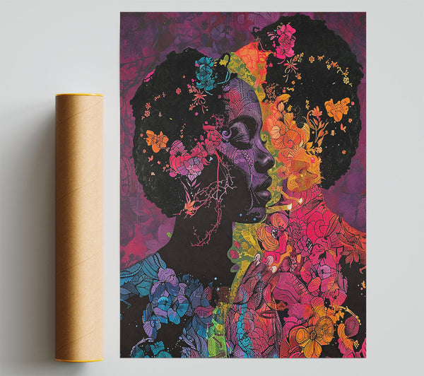 Purple Floral Embrace Poster