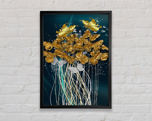 Gold Foil Butterflies Framed Print