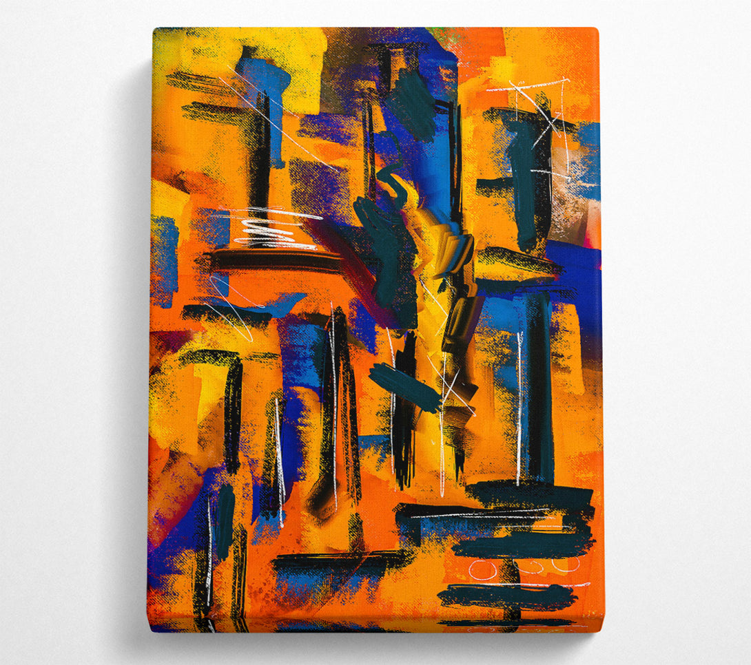  A Canvas Print of Orange Abstract Expressionism Canvas Art