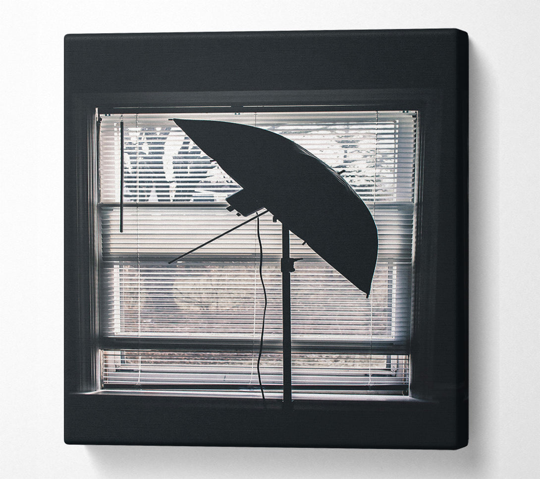  A Canvas Print of Black Umbrella At The Window Canvas Wall Art