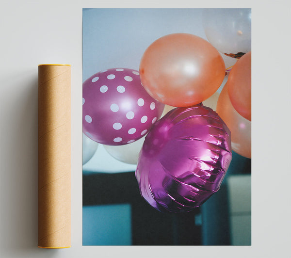 Pink Balloon Bunch Print