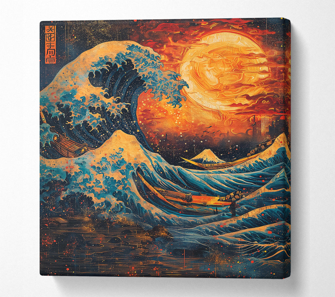 A Canvas Print of Golden Wave Crash Canvas Print