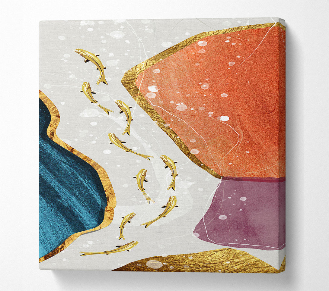  A Canvas Print of Gold Kois Swimming Canvas Art