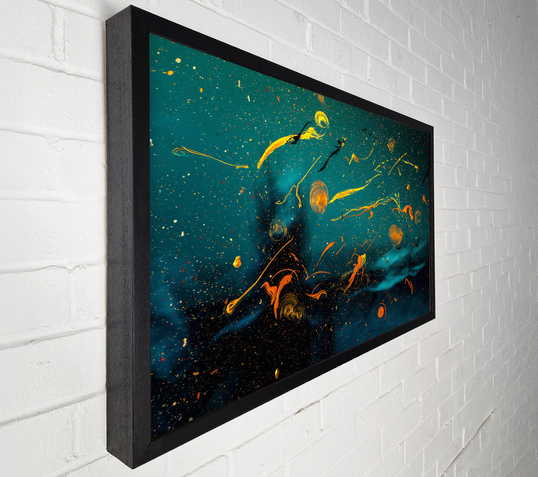  A Canvas Print of Teal And Gold Drips Canvas Art