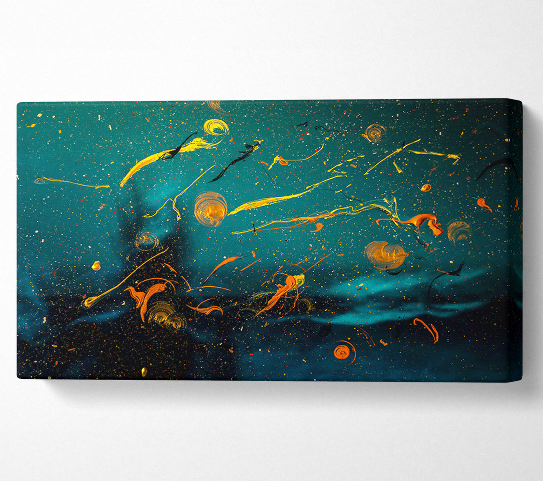  A Canvas Print of Teal And Gold Drips Canvas Art