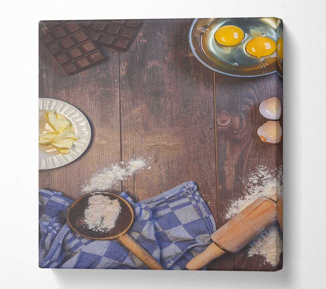  A Canvas Print of Brown Wooden Baking Table Canvas Art
