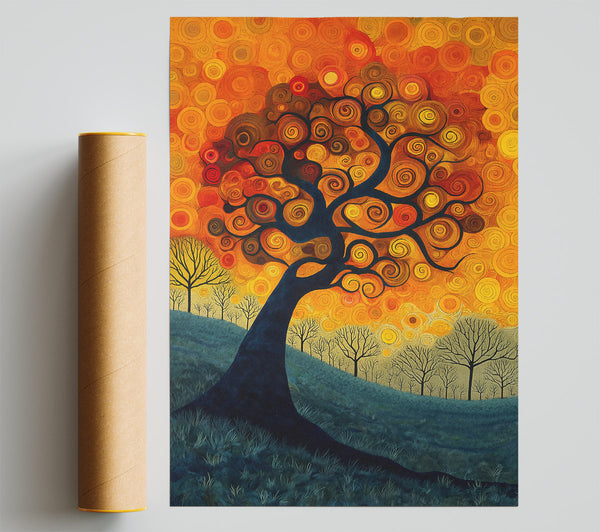 Orange Swirling Sky Poster