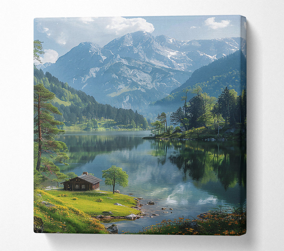  A Canvas Print of Azure Mountain Reflection Canvas Print