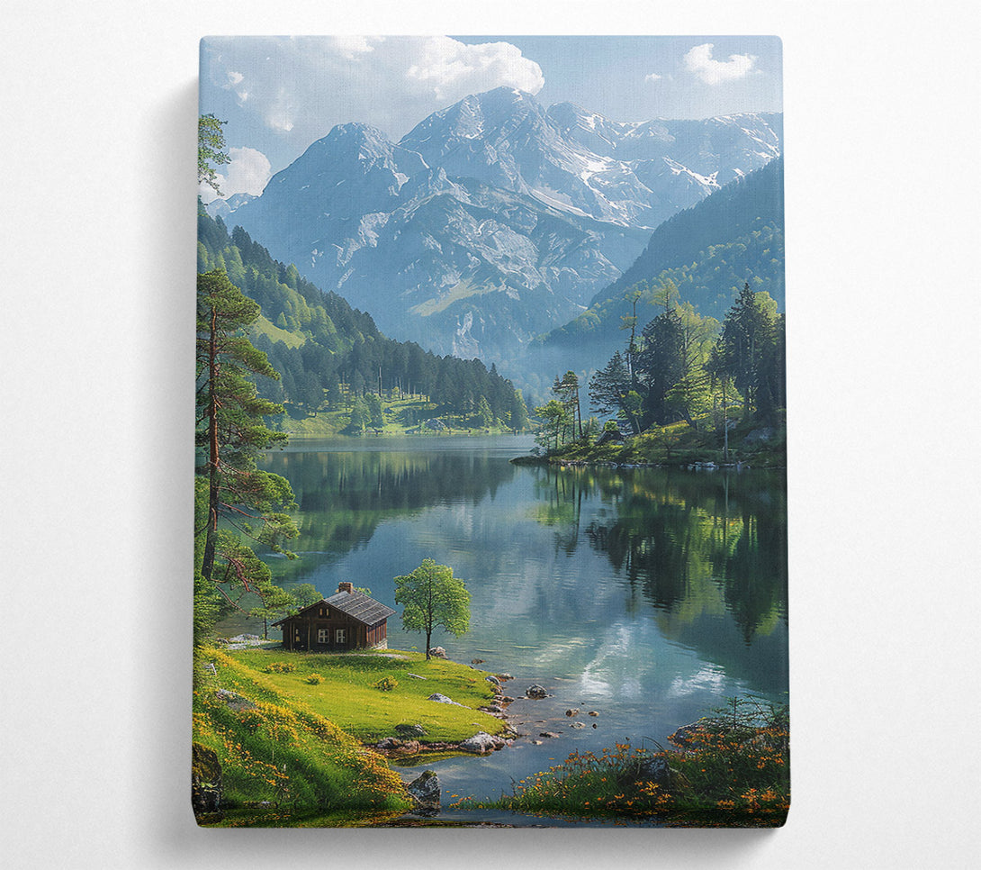  A Canvas Print of Azure Mountain Reflection Canvas Print