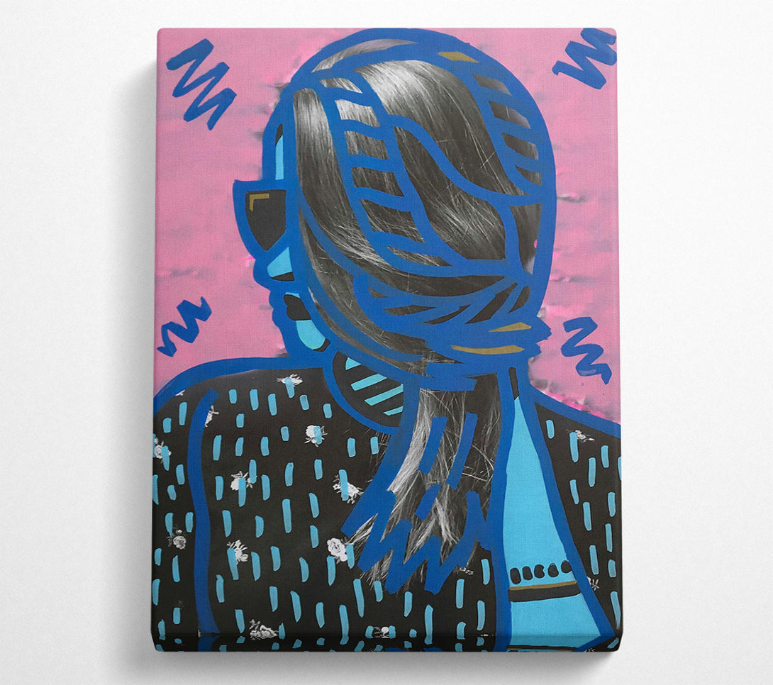  A Canvas Print of Blue Outline Portrait Canvas Wall Art