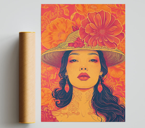 Orange Floral Dream Giclee Print