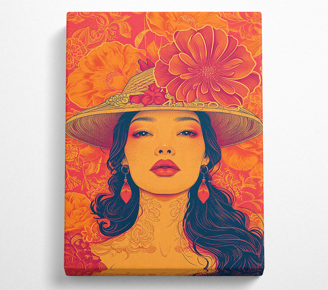 A Canvas Print of Orange Floral Dream Canvas Wall Art