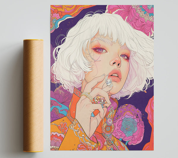 Orange Floral Gaze Poster