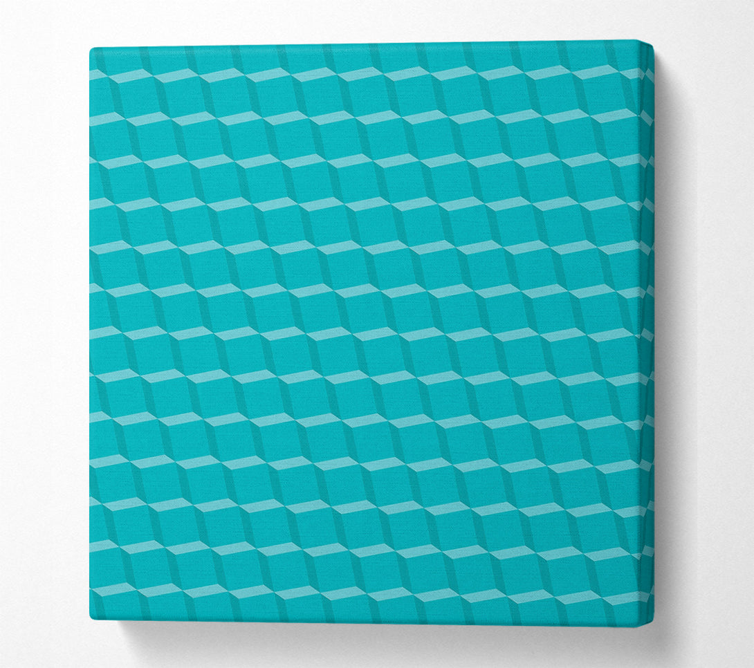  A Canvas Print of Teal Cube Pattern Canvas Wall Art