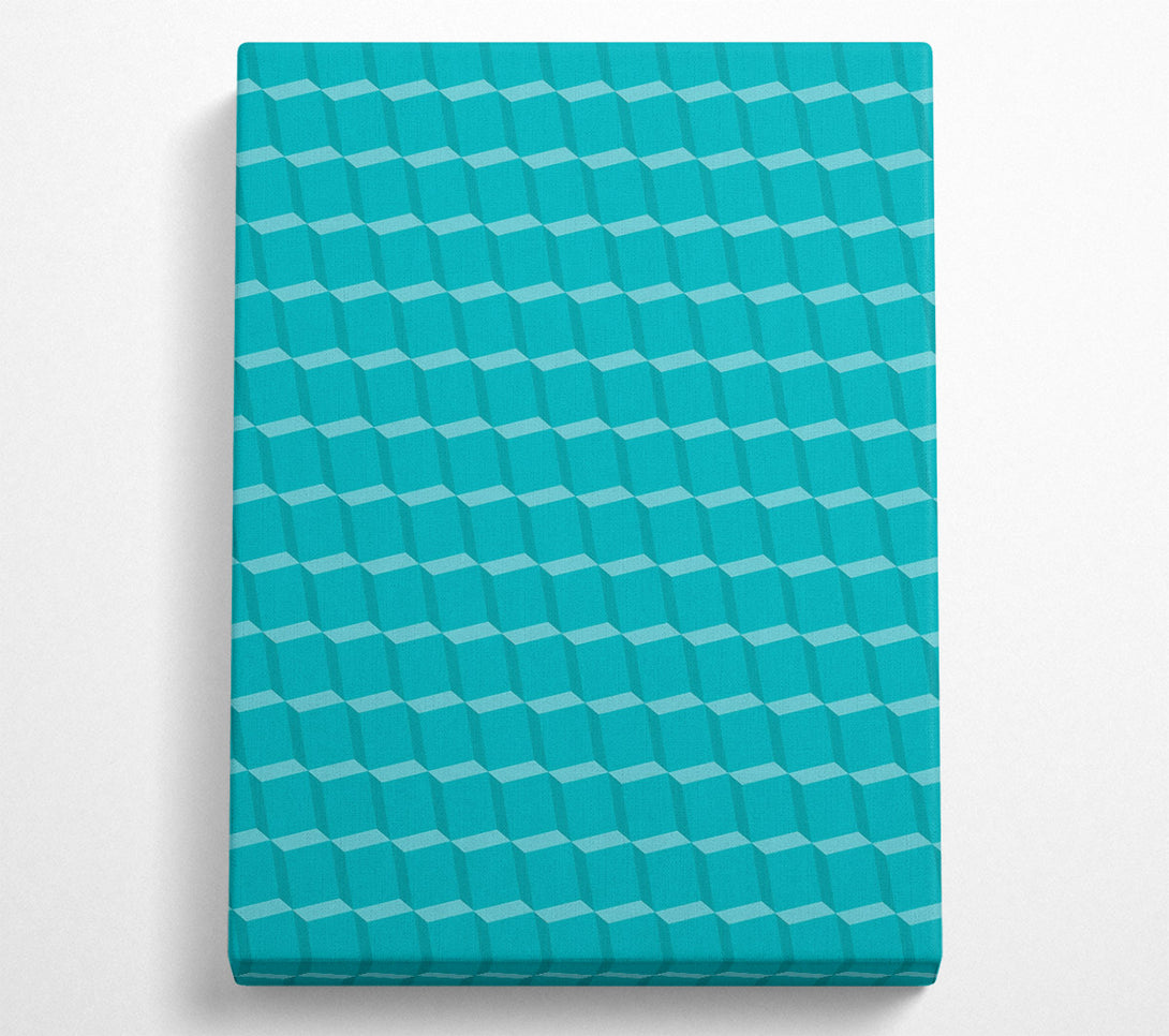  A Canvas Print of Teal Cube Pattern Canvas Wall Art