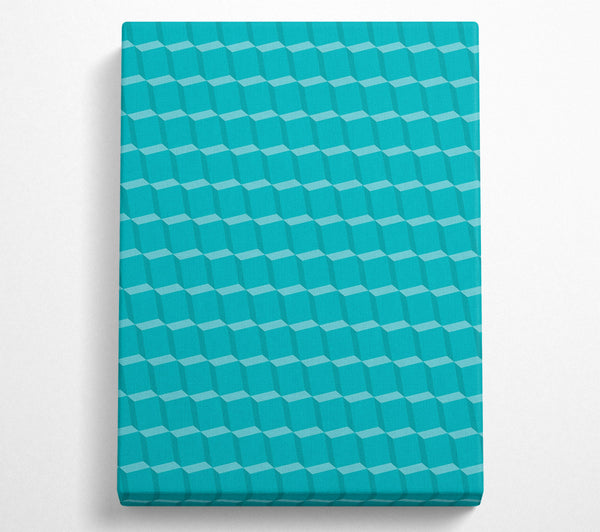  A Canvas Print of Teal Cube Pattern Canvas Wall Art