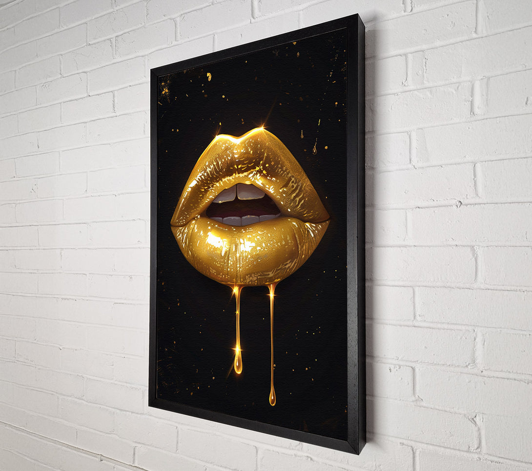  A Canvas Print of Golden Liquid Lips Canvas Print