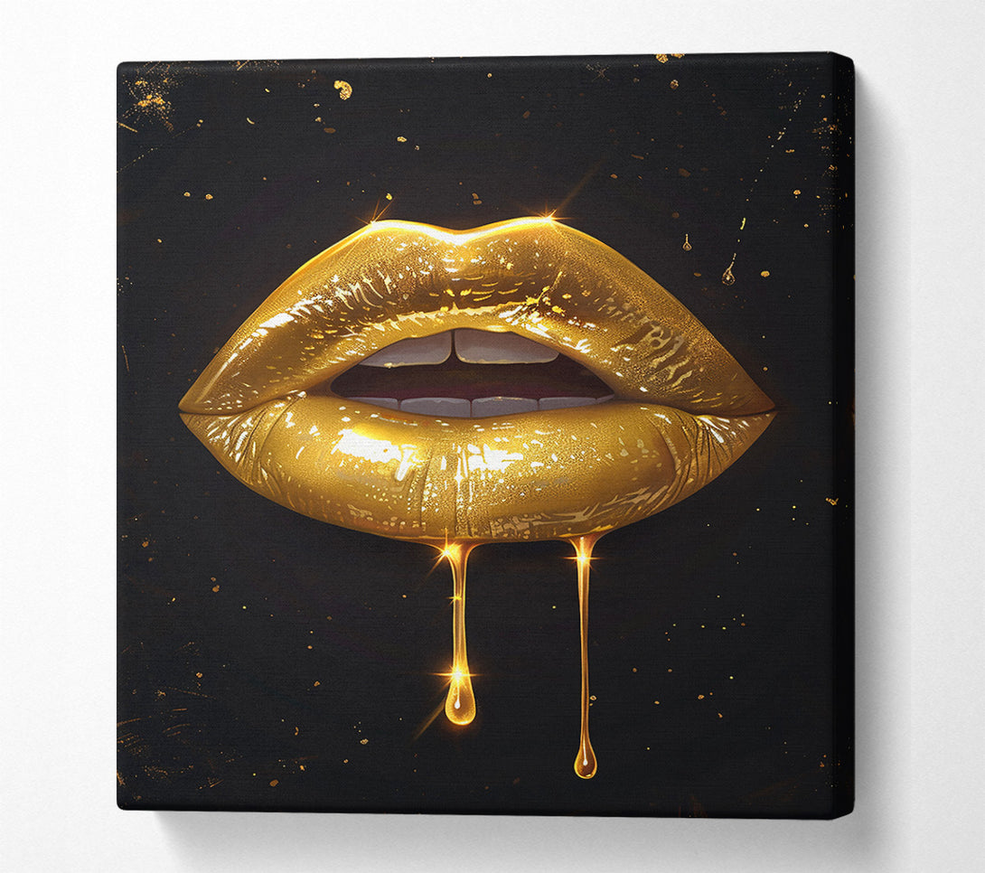  A Canvas Print of Golden Liquid Lips Canvas Print