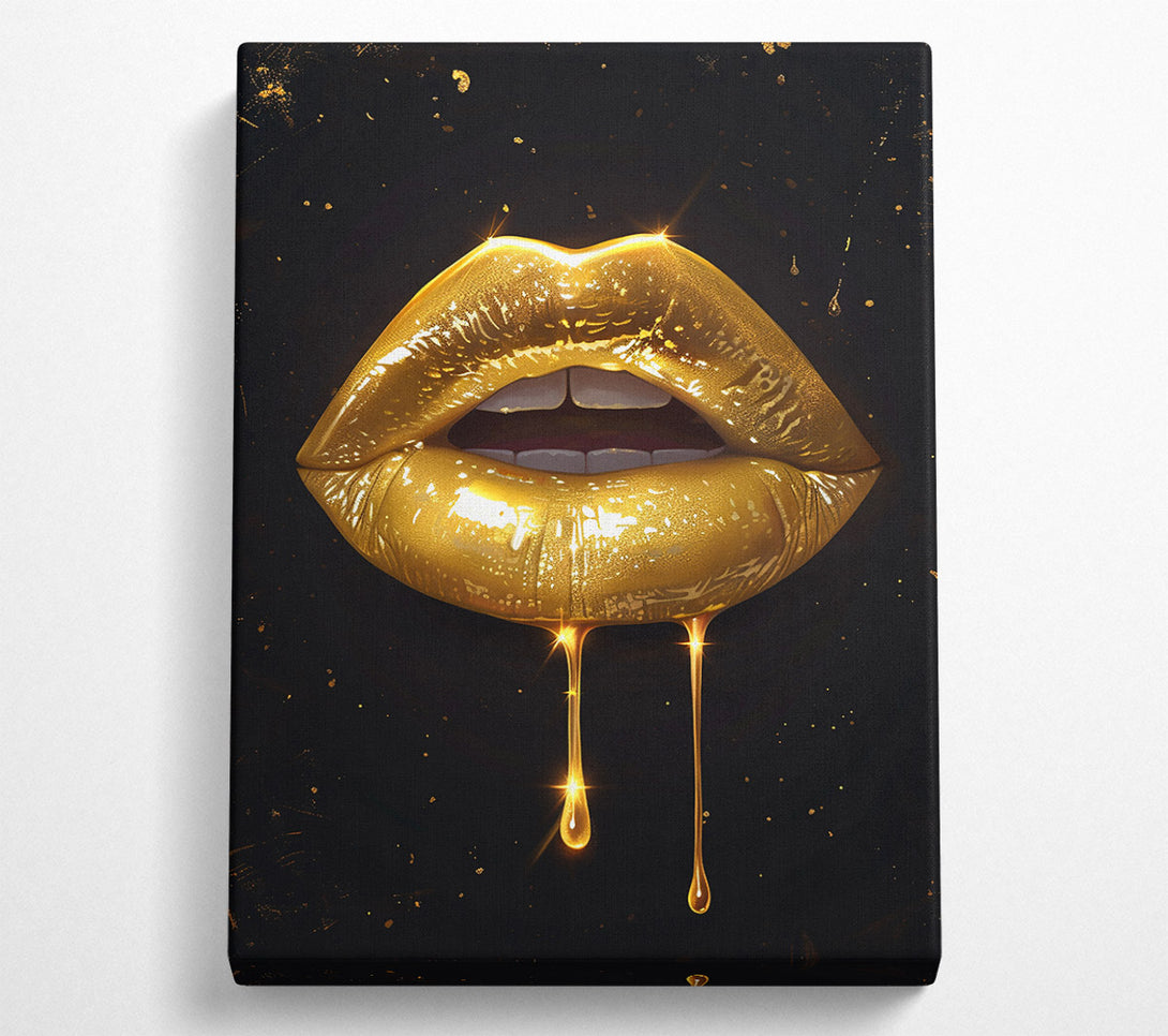  A Canvas Print of Golden Liquid Lips Canvas Print