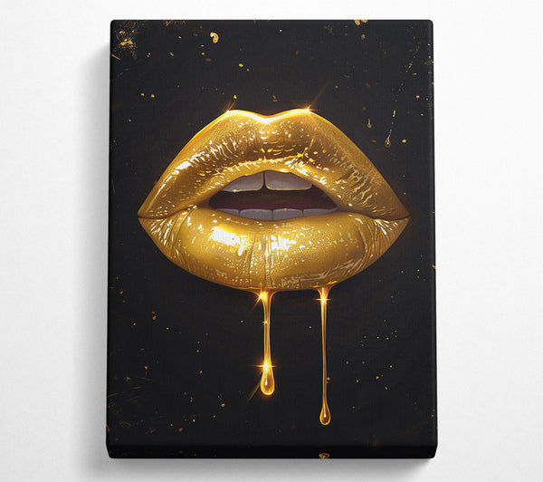  A Canvas Print of Golden Liquid Lips Canvas Print