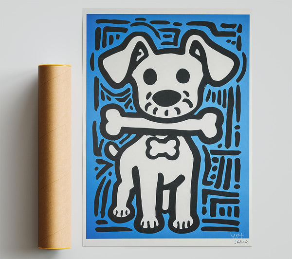 Blue Dog Bone Dream Print