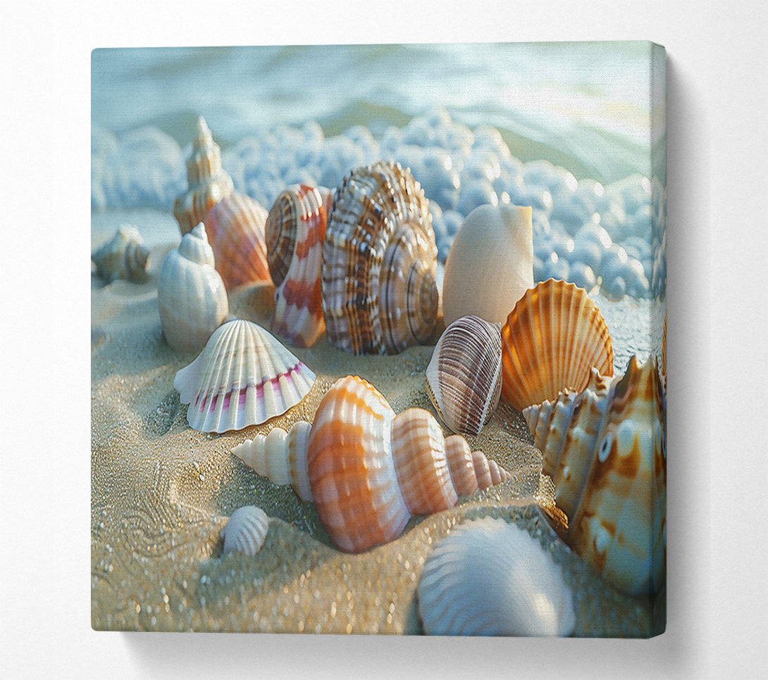  A Canvas Print of Seashells On Golden Sand Canvas Art