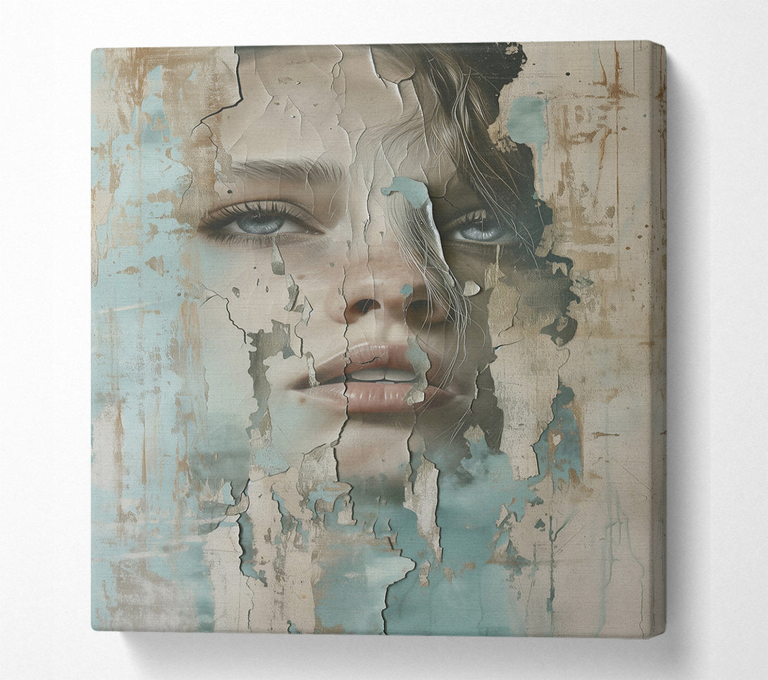  A Canvas Print of Aqua Peeling Face Canvas Art