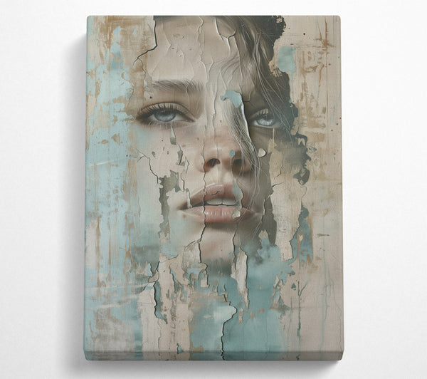  A Canvas Print of Aqua Peeling Face Canvas Art