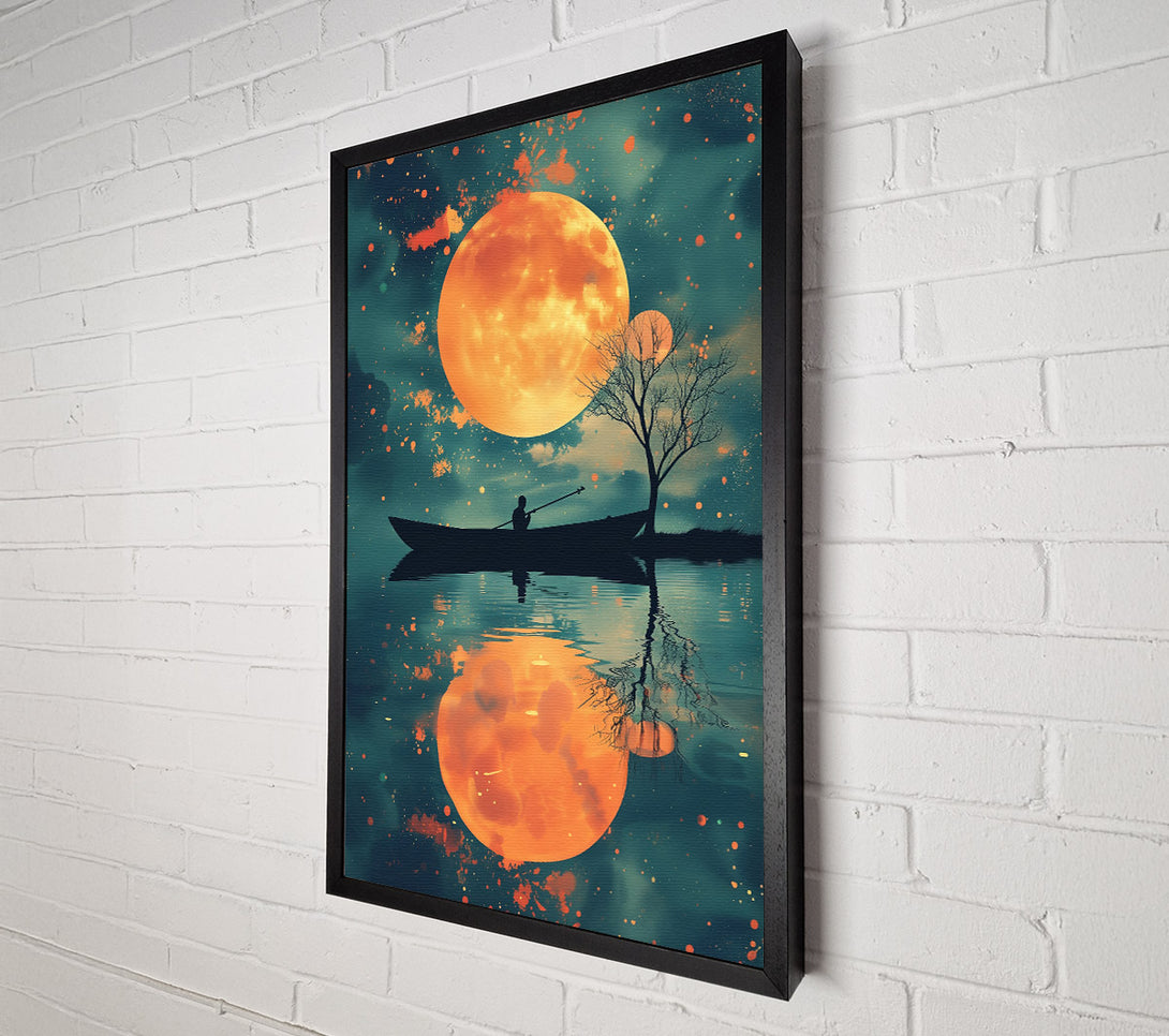  A Canvas Print of Orange Moon Reflection Canvas Wall Art