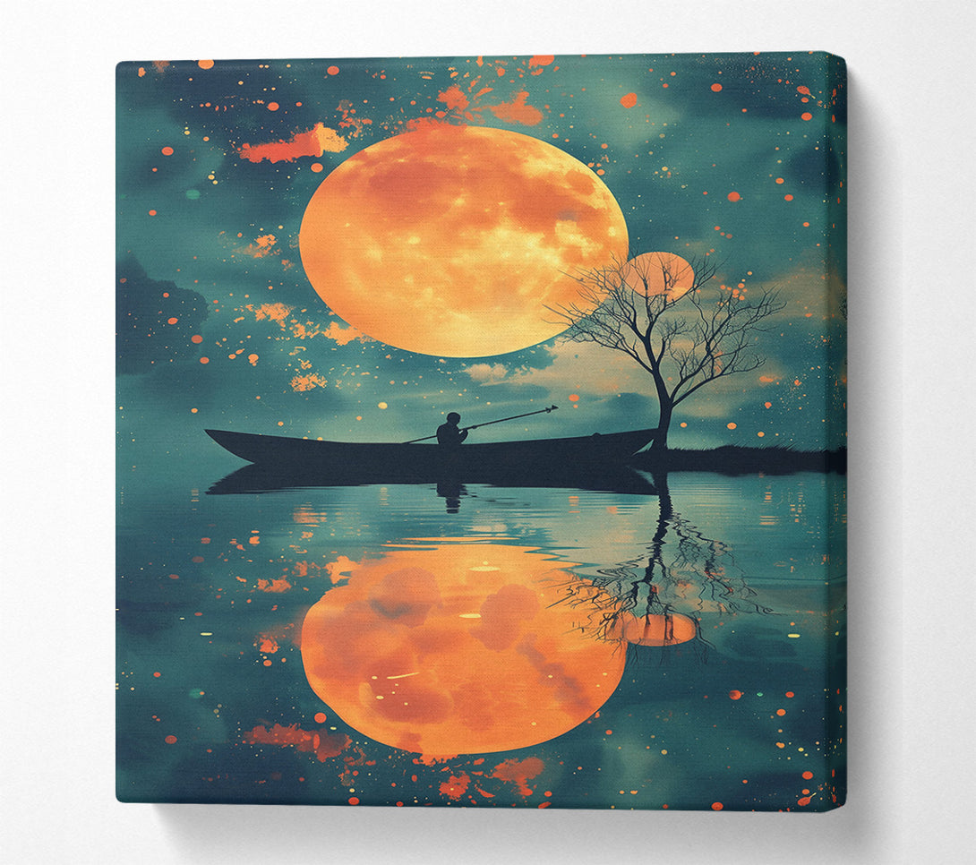  A Canvas Print of Orange Moon Reflection Canvas Wall Art