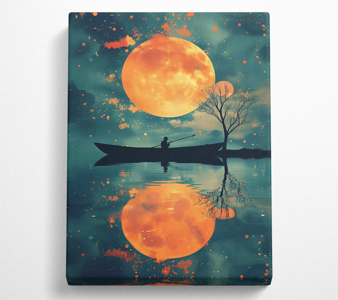  A Canvas Print of Orange Moon Reflection Canvas Wall Art