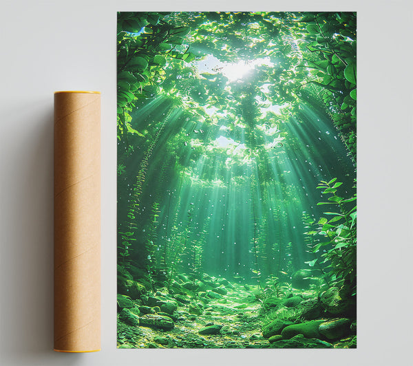 Emerald Light Beneath Poster