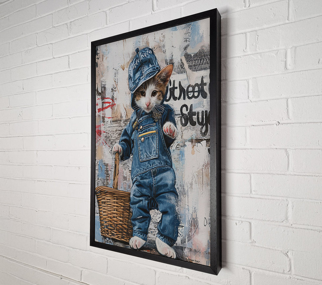 A Canvas Print of Blue Denim Kitty Canvas Art