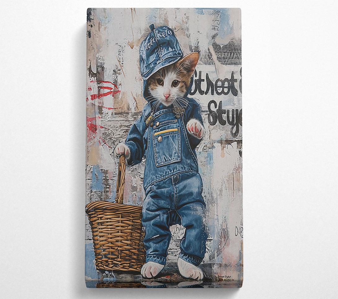  A Canvas Print of Blue Denim Kitty Canvas Art