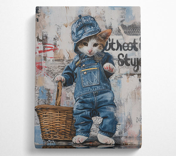  A Canvas Print of Blue Denim Kitty Canvas Art
