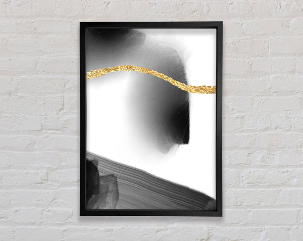 Gold Line  Black Abstract Framed Print