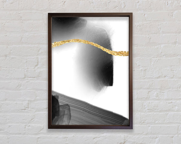 Gold Line  Walnut Abstract Framed Print