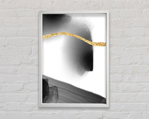 Gold Line  White Abstract Framed Print
