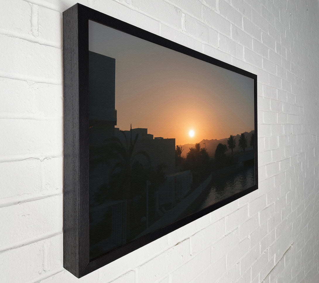  A Canvas Print of Orange Sunset Silhouettes Canvas Print