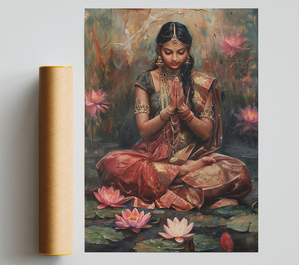 Crimson Lotus Prayer Poster