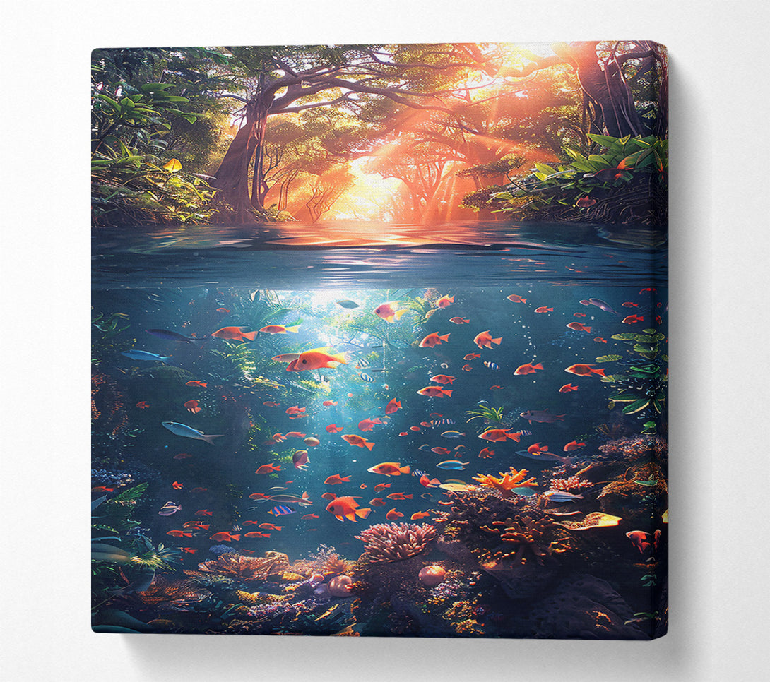  A Canvas Print of Golden Sunken Reef Canvas Art
