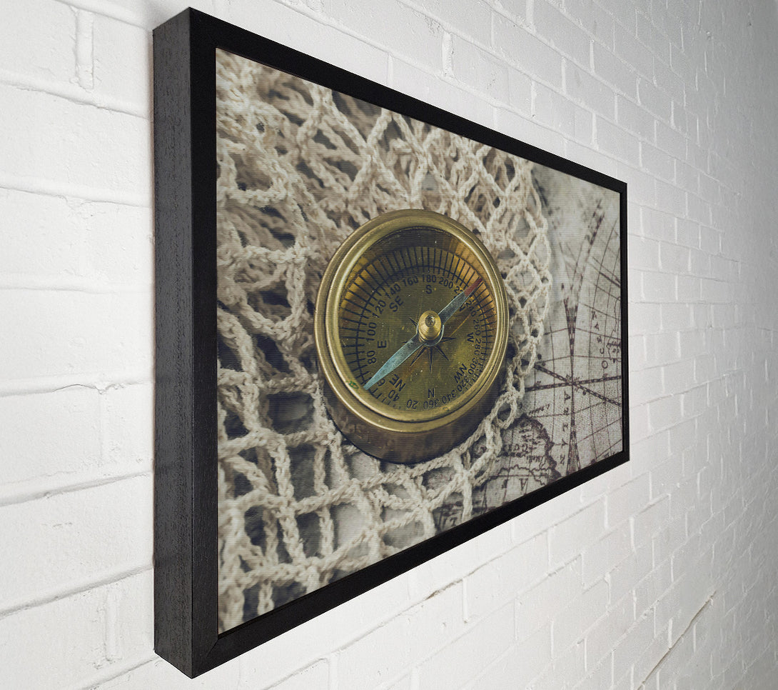  A Canvas Print of Golden Compass & Map Canvas Wall Art