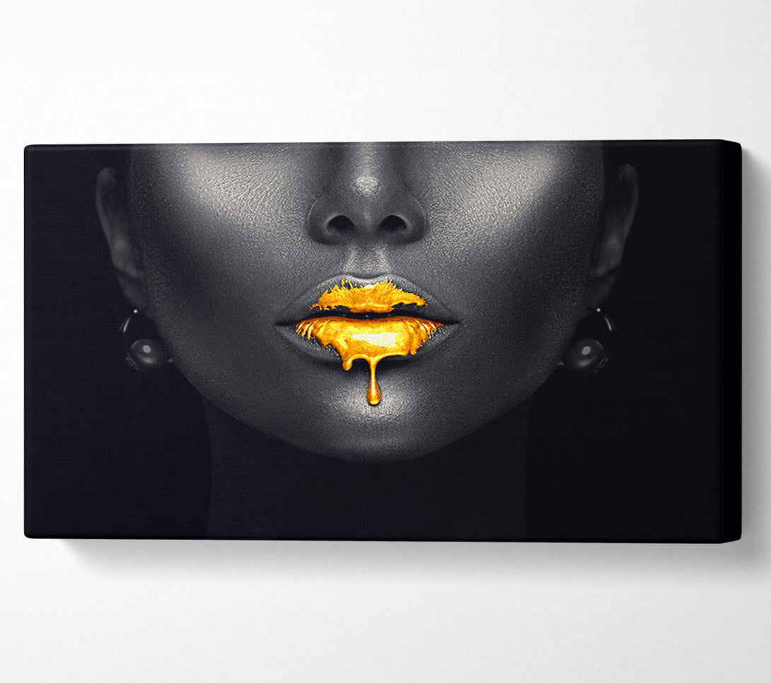 A Canvas Print of Gold Lips Drip Canvas Wall Art